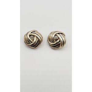Vintage Designer Yaacov Heller Sterling Silver 925 Clip On Earrings Trinity Knot